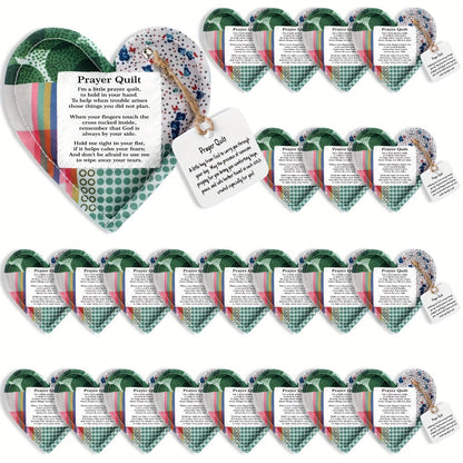 Mini Prayer Quilts 24pcs – Christian Sympathy Gift Set with Cross Heart Pocket & Bible Verse Scripture Panels for Women, Baptism, Hospital Visits, Mother’s Day & Religious Keepsakes
