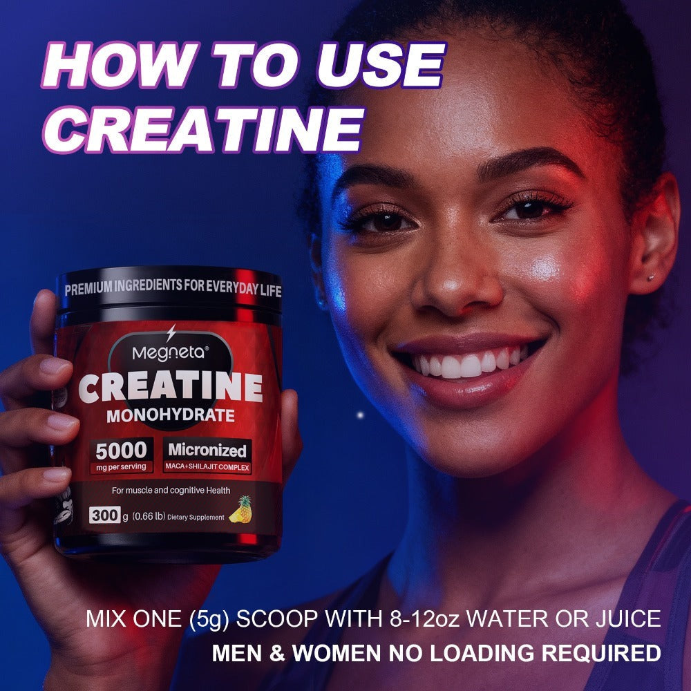 Micronized Creatine Monohydrate Powder 300g — 5000mg Per Serving | 60 Servings | Strength, Power & Focus Formula | No Artificial Sweeteners or Flavors | Pure Unflavored Pre & Post Workout