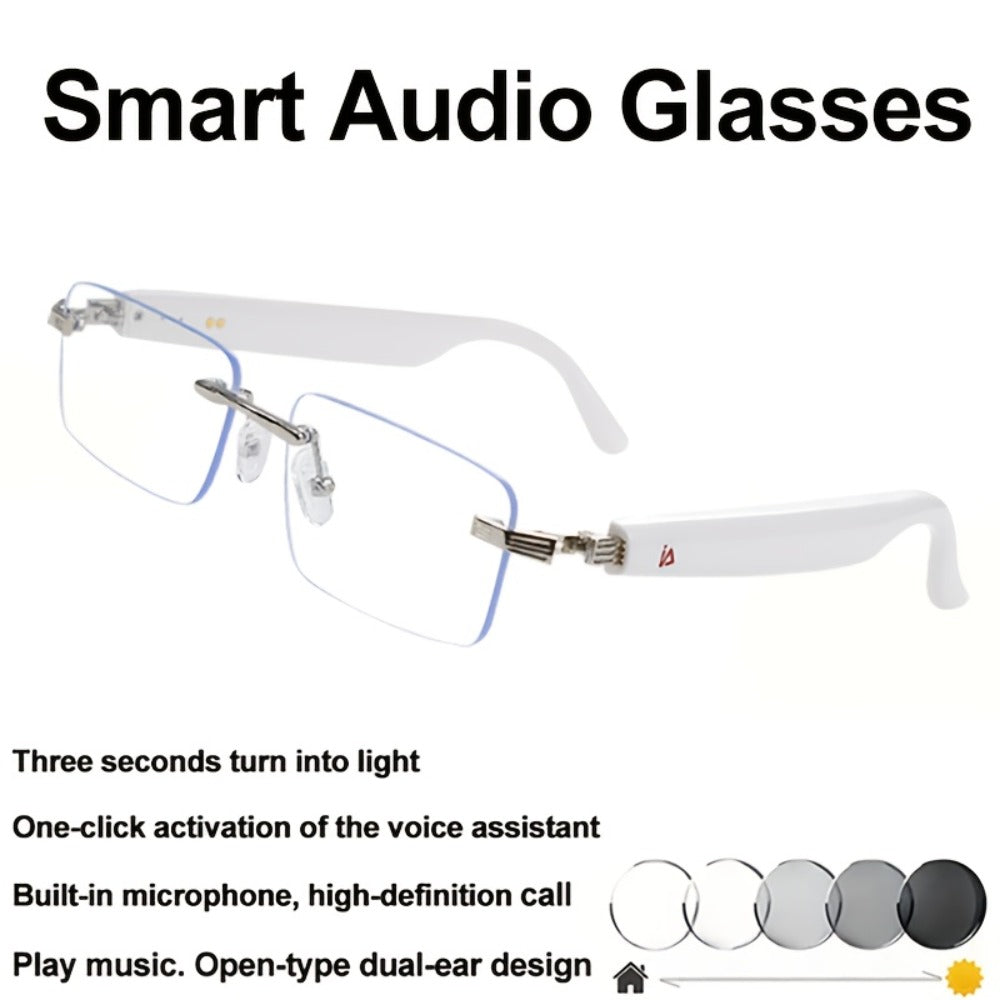 Anti-Blue Light Smart Audio Glasses Bluetooth 5.3 HiFi Open-Ear Wireless Calls Music Anti-UV Lens Noise Cancellation Rechargeable Unisex Outdoor Sports Wearable Tech Birthday Christmas Halloween Gift