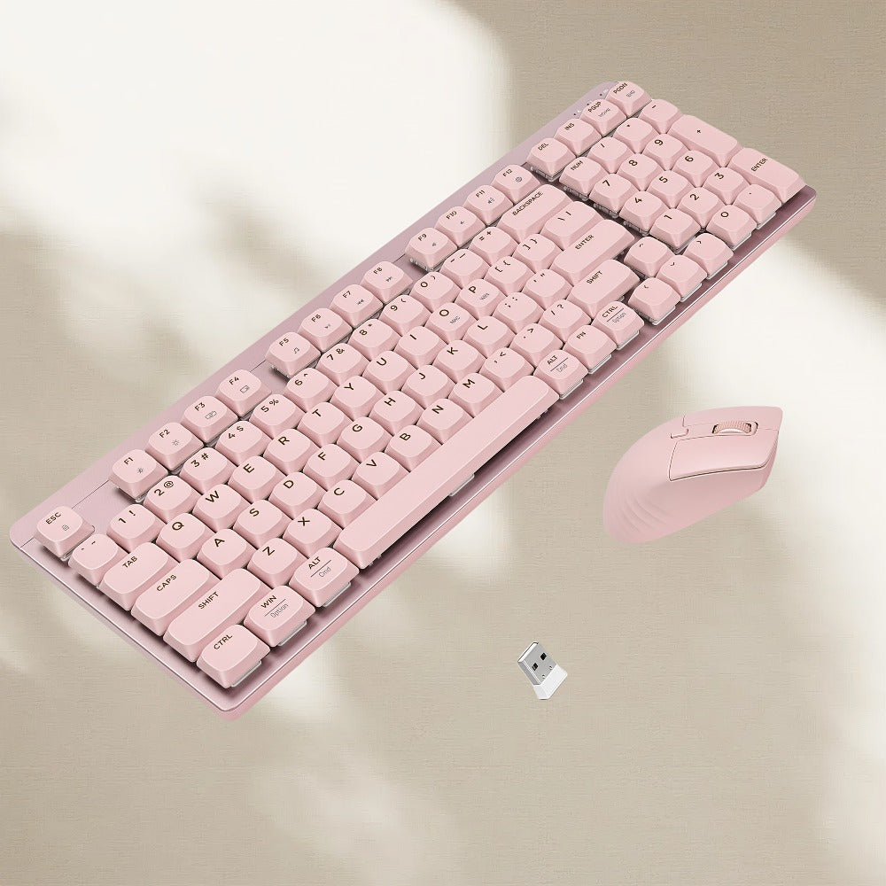 Wireless Keyboard and Mouse Combo 98 Keys Full Size – 2.4GHz, Mechanical Feel, Quiet Keys, Ergonomic Design for PC, Mac, Laptop, Office & Gaming | 3 Color Options