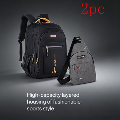 Black Multi-Compartment Travel Backpack, 48 x 32 x 18 cm with Eight Single- or Two-Piece Checkout Options