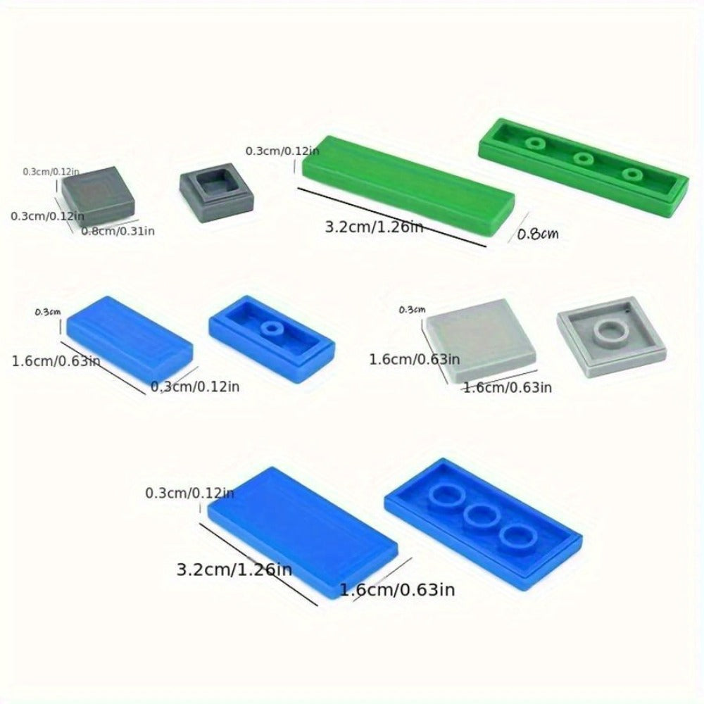 Flat Tile Building Block Refill Set with 150 Pieces in 1x1, 1x2 and 1x6 Sizes, Six Color Options
