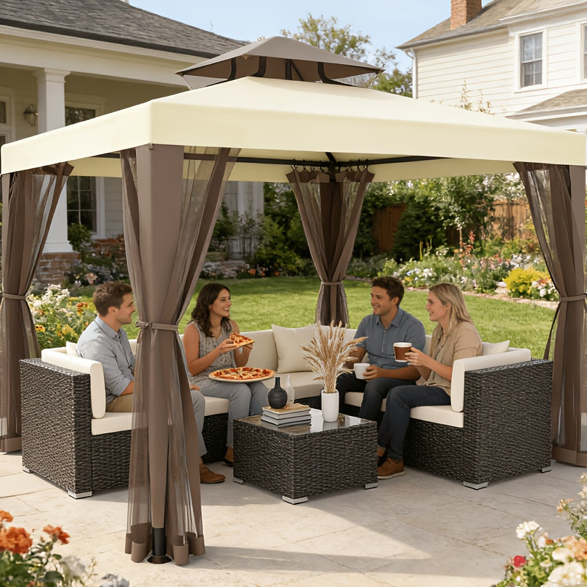 Gazebo Tent 10x10 FT Mosquito Netting Quick Setup Outdoor Canopy