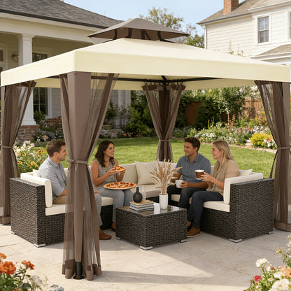 Gazebo Tent 10x10 FT Mosquito Netting Quick Setup Outdoor Canopy