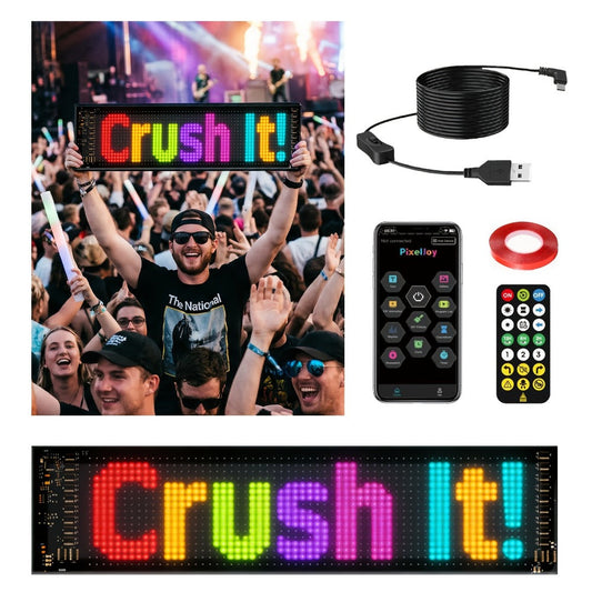 Bendable LED Display Screen App & Remote Control - Ultra-Thin 2mm Flexible LED Matrix Panel Custom Text DIY Patterns for Car Window Store Sign Concert Sports Cheering Banner Wedding Party Decoration