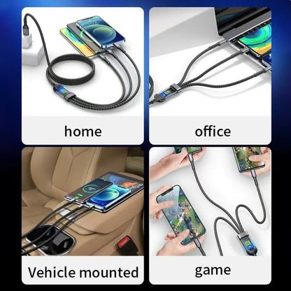 MFi 3-in-1 Charging Cable 100W Fast Charge 4/8 Pack for an Everyday Personal Care Routine, with Listed Configuration