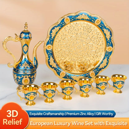 Vintage-Style Turkish Tea and Coffee Serving Set with Teapot, Six Cups and Tray in Three Colors