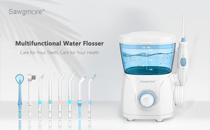 Water Flosser Countertop FC166 Oral Irrigator with 600ml Tank, Ten Pressure Settings, Eight Nozzles and Rotary Dial