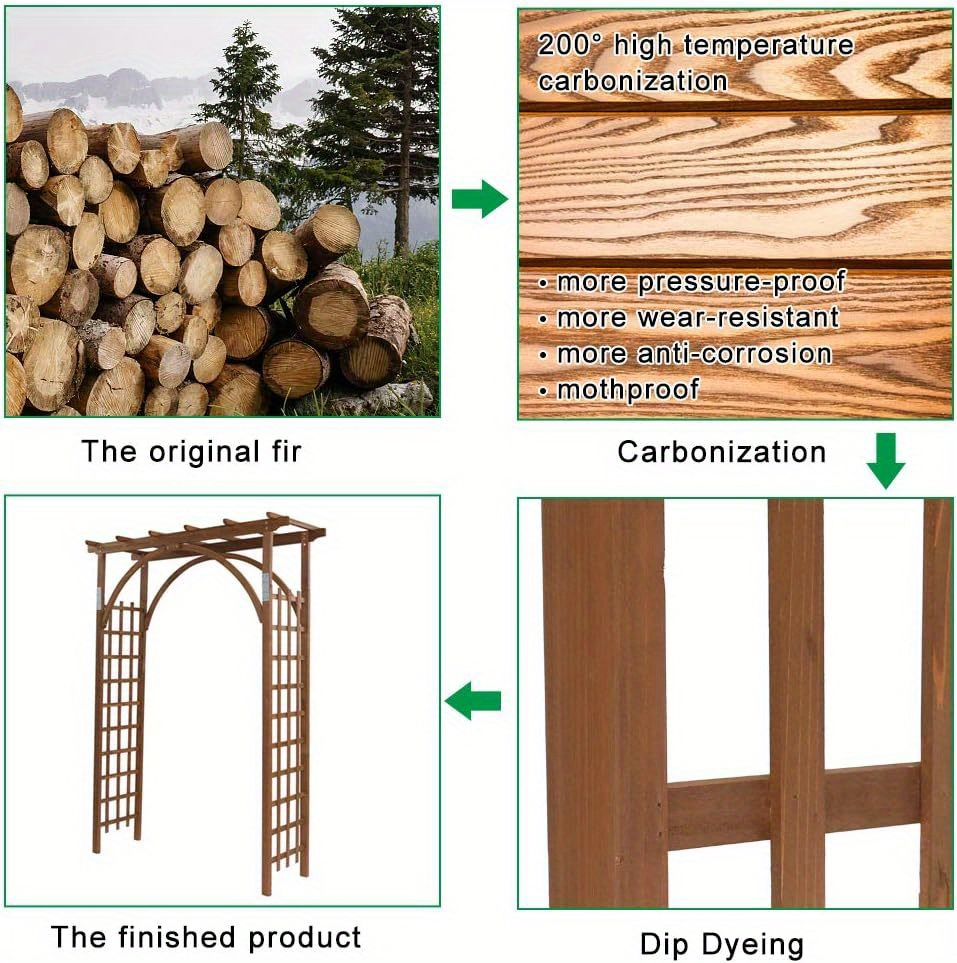 85" Brown Wooden Wedding Arch - Garden Arbor for Ceremonies, Plant Trellis, Backyard Pergola, And Christmas Decoration