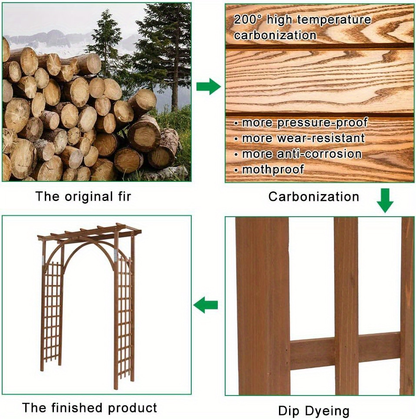 85" Brown Wooden Wedding Arch - Garden Arbor for Ceremonies, Plant Trellis, Backyard Pergola, And Christmas Decoration