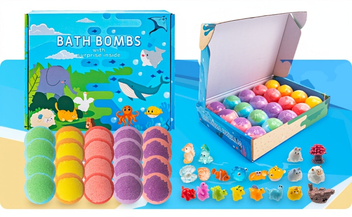 Kids Bath Bombs with Surprise Inside 20 Pack - Fizzy Bath Balls with Hidden Toy for Boys Girls Toddlers