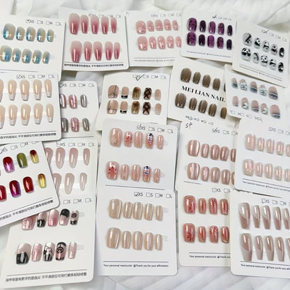 Press On Nails 96 Pieces - Long Fake Nails Random Assorted Designs | Full Cover False Nails for Daily Wear & Holiday, Mix Style Glossy Nail Set for Women Girls, Available in 1 Pack 2 Pack & 4 Pack