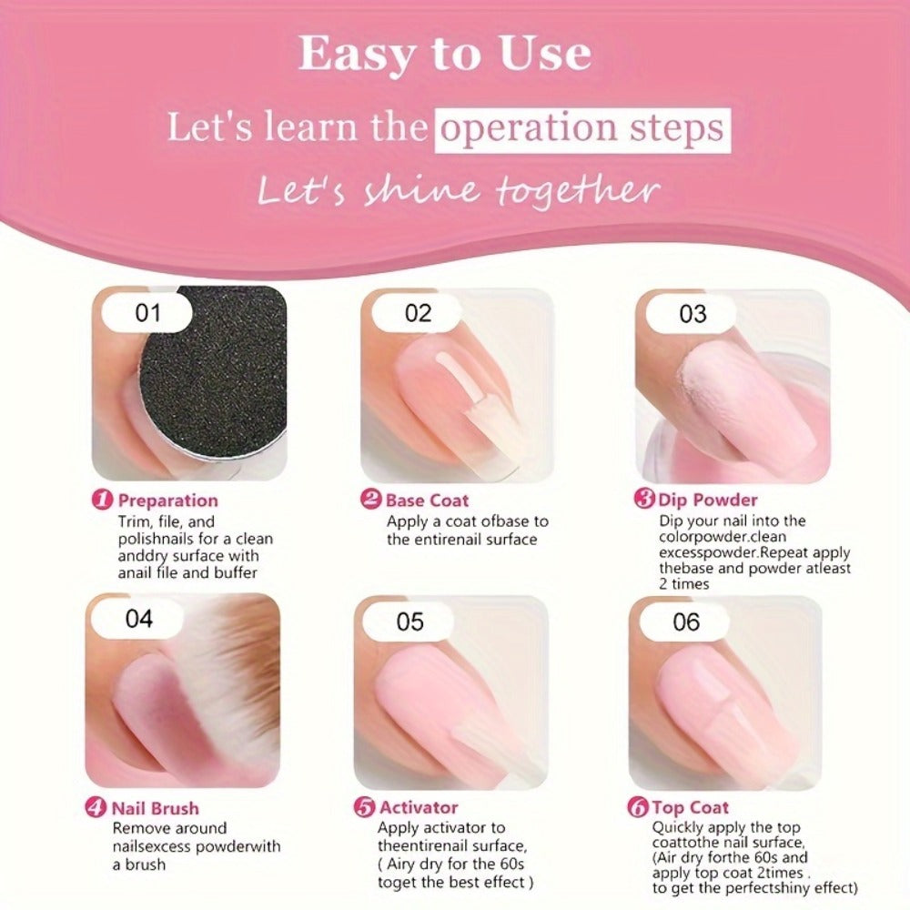 Dip Powder Nail Kit 20 Colors Glitter Set with Top Coat Primer Activator Pink Purple Brown French Manicure Starter Kit for Beginners Salon Quality Long Lasting
