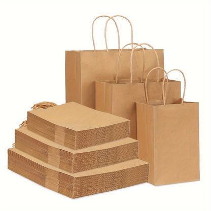 Kraft Paper Gift Bags with Handles in 75, 90, 120 or 210-Piece Mixed-Size Checkout Options
