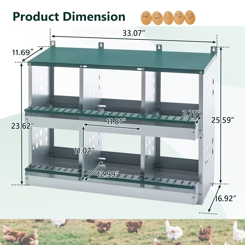 Metal Chicken Nesting Box Galvanized Steel 3-10 Compartment Roll-Away