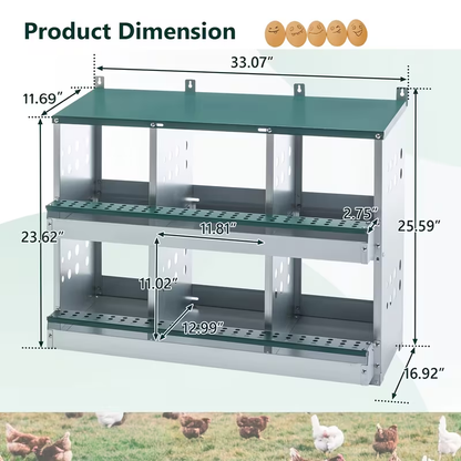 Metal Chicken Nesting Box Galvanized Steel 3-10 Compartment Roll-Away