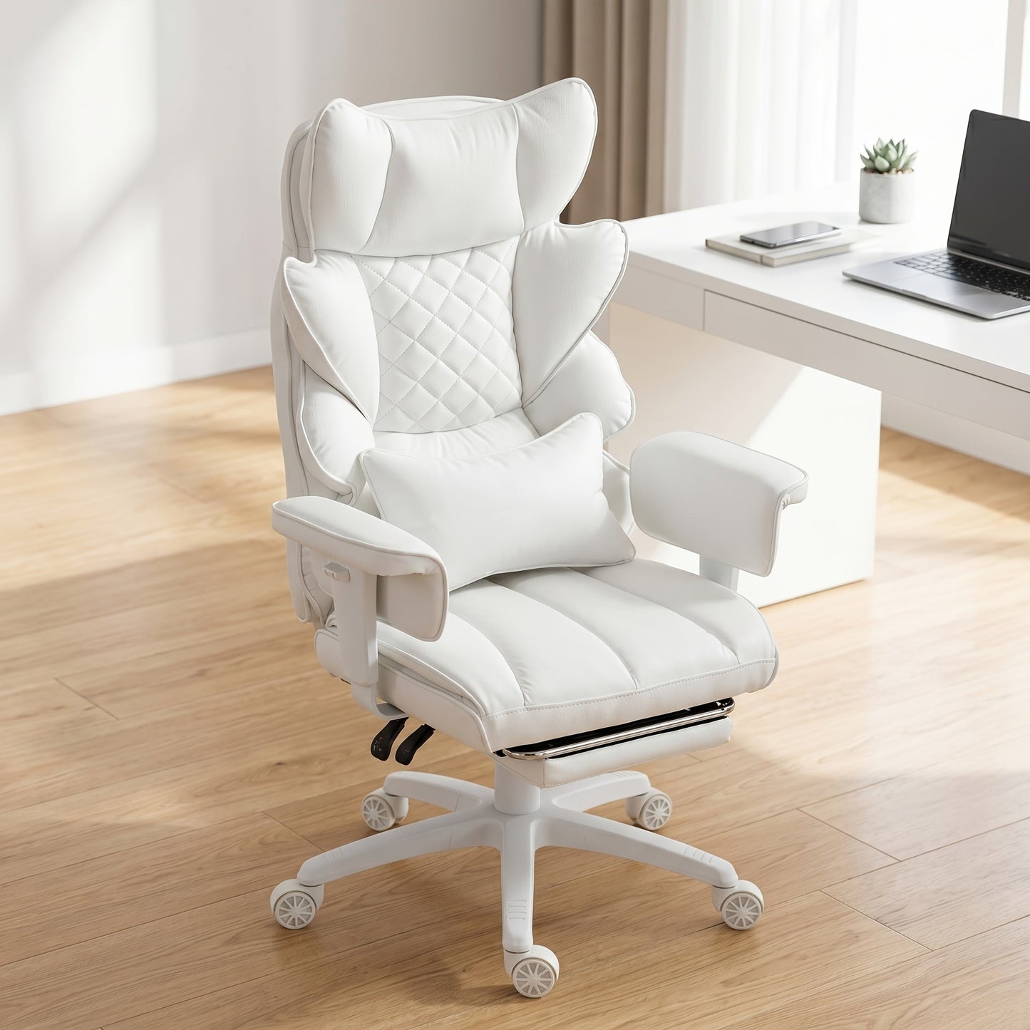 Office Chair shown in the White-cloth option