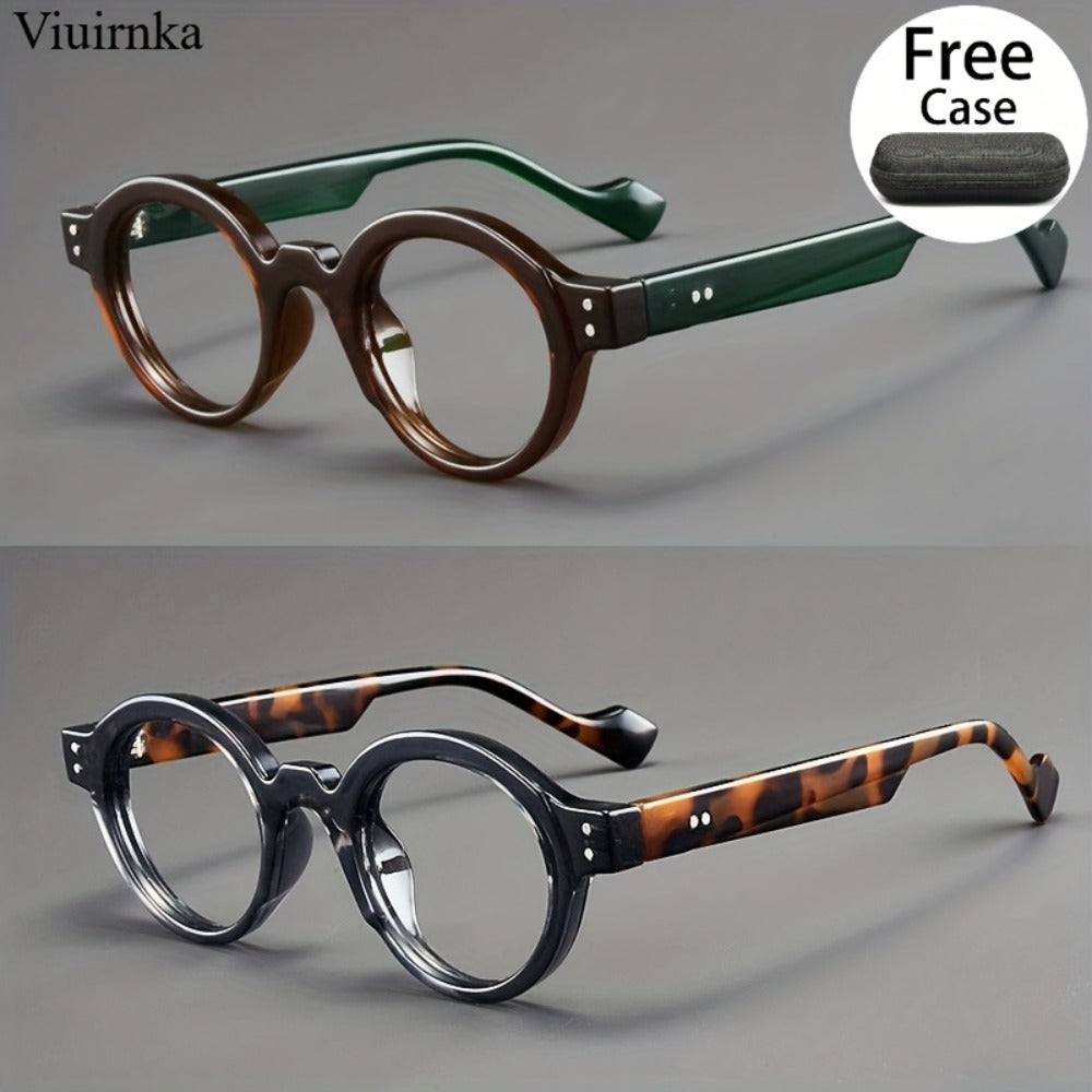 Blue Light Glasses - Blocking 2 Pack Vintage Oversized Square Round Clear Lens PC Frame Unisex - product detail view 2