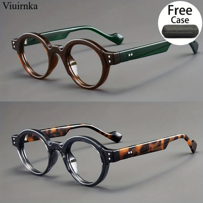 Blue Light Glasses - Blocking 2 Pack Vintage Oversized Square Round Clear Lens PC Frame Unisex - product detail view 2