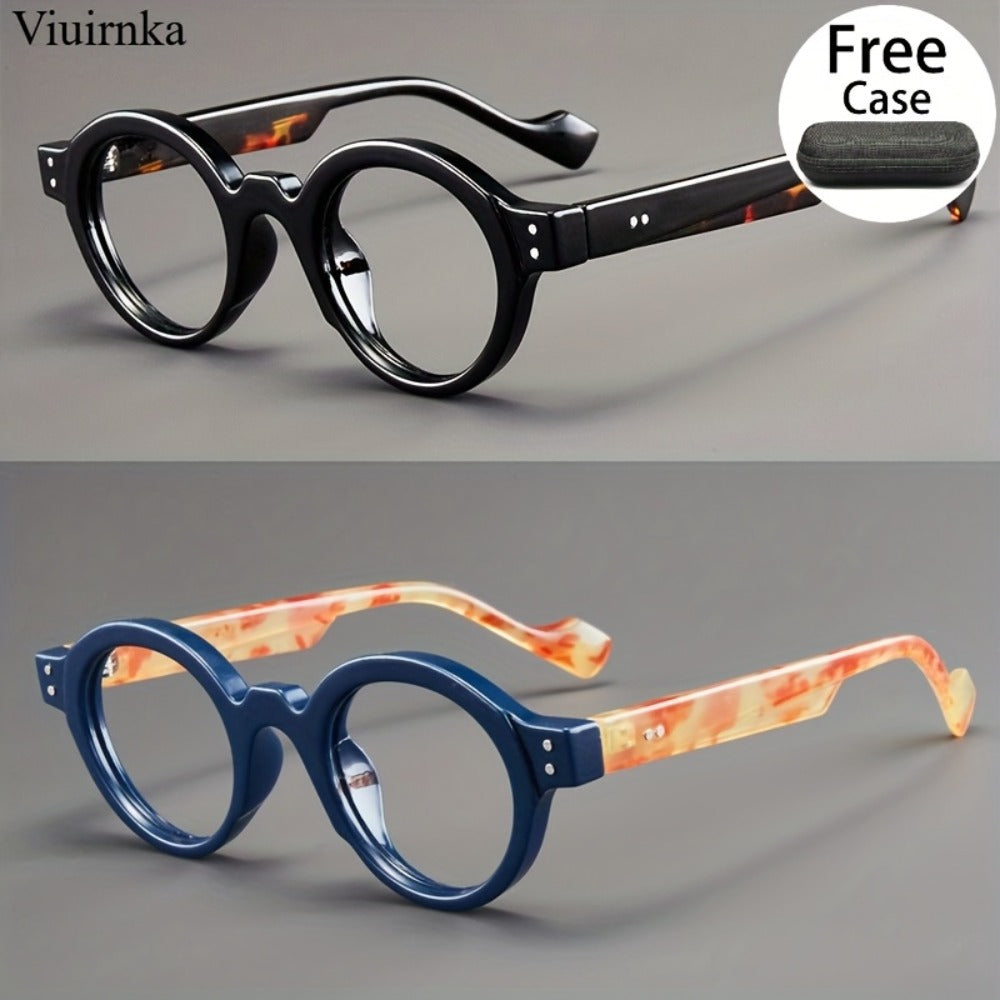 Blue Light Glasses - Blocking 2 Pack Vintage Oversized Square Round Clear Lens PC Frame Unisex - product detail view 4