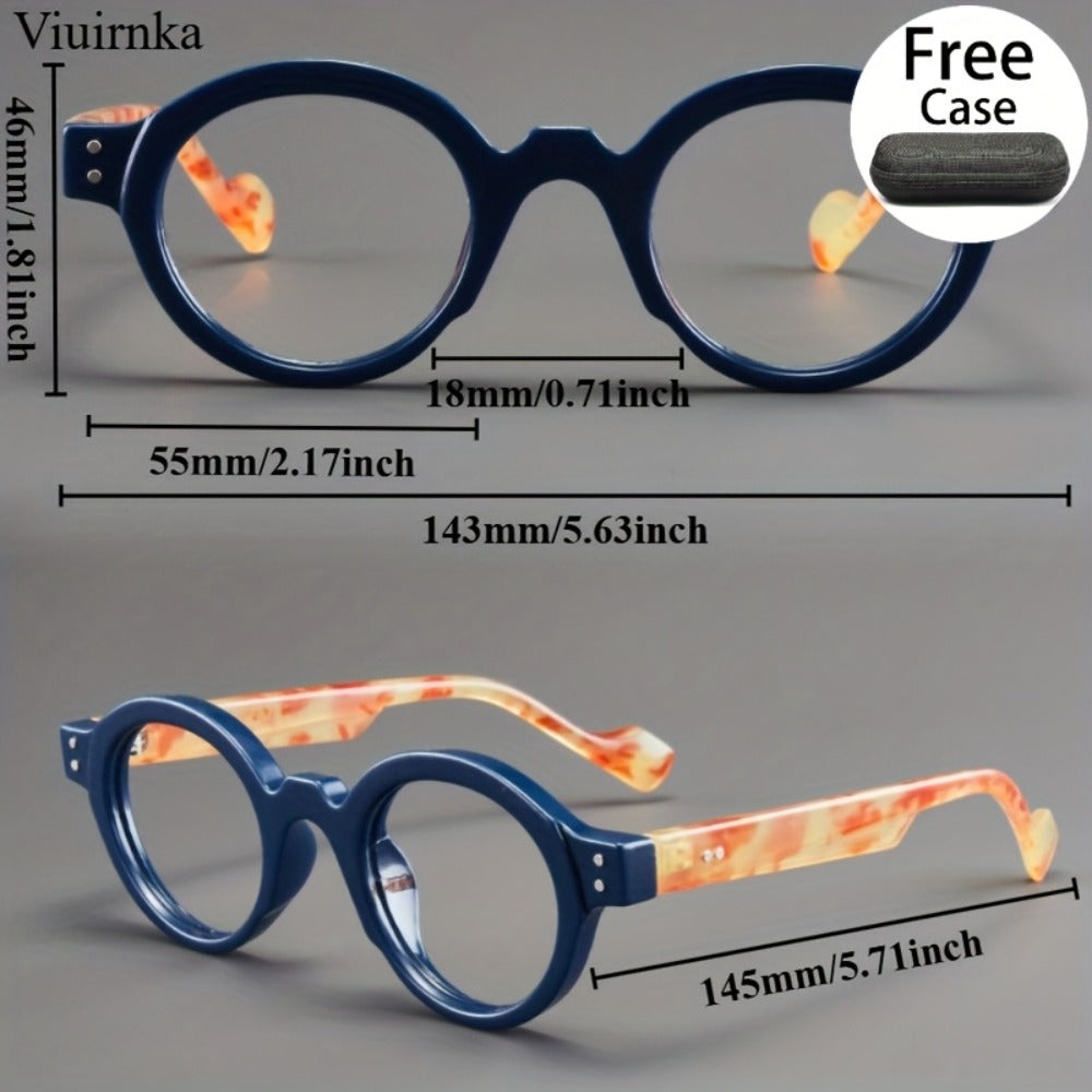 Blue Light Glasses - Blocking 2 Pack Vintage Oversized Square Round Clear Lens PC Frame Unisex - product detail view 6