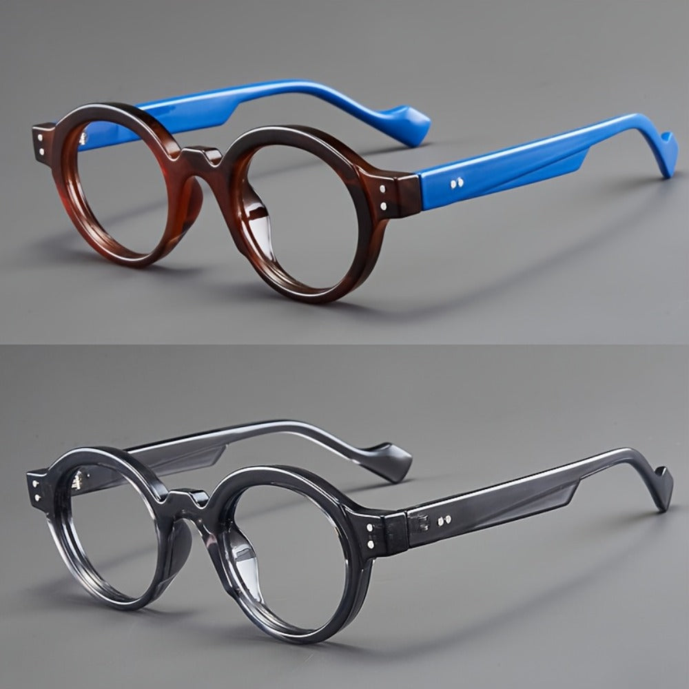 Blue Light Glasses - Blocking 2 Pack Vintage Oversized Square Round Clear Lens PC Frame Unisex - product detail view 7