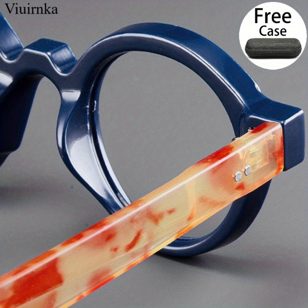 Blue Light Glasses - Blocking 2 Pack Vintage Oversized Square Round Clear Lens PC Frame Unisex - product detail view 8