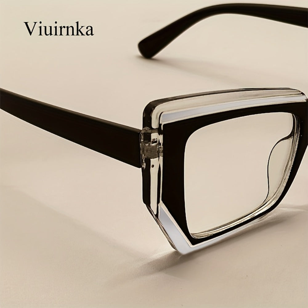 Blue Light Glasses - Blocking for Women Cat Eye Color Block Frame - Transparent PC Lens - product detail view 8