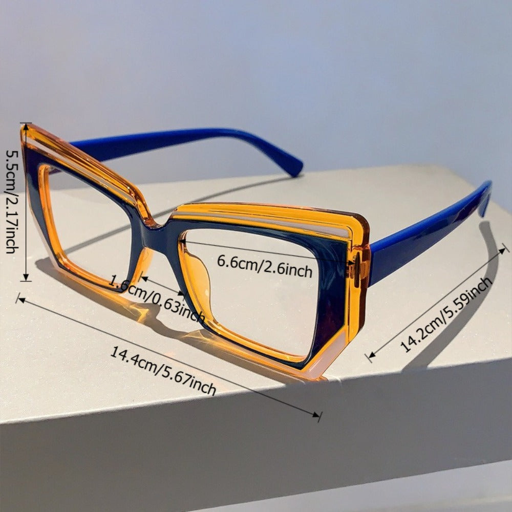 Blue Light Glasses - Blocking for Women Cat Eye Color Block Frame - Transparent PC Lens - product detail view 12