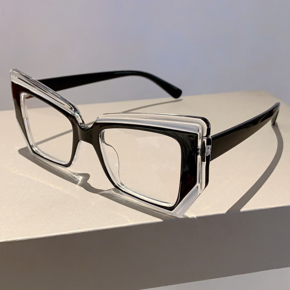 Blue Light Glasses - Blocking for Women Cat Eye Color Block Frame - Transparent PC Lens - product detail view 15