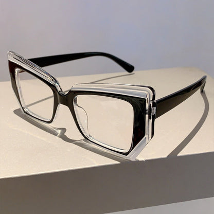 Blue Light Glasses - Blocking for Women Cat Eye Color Block Frame - Transparent PC Lens - product detail view 15