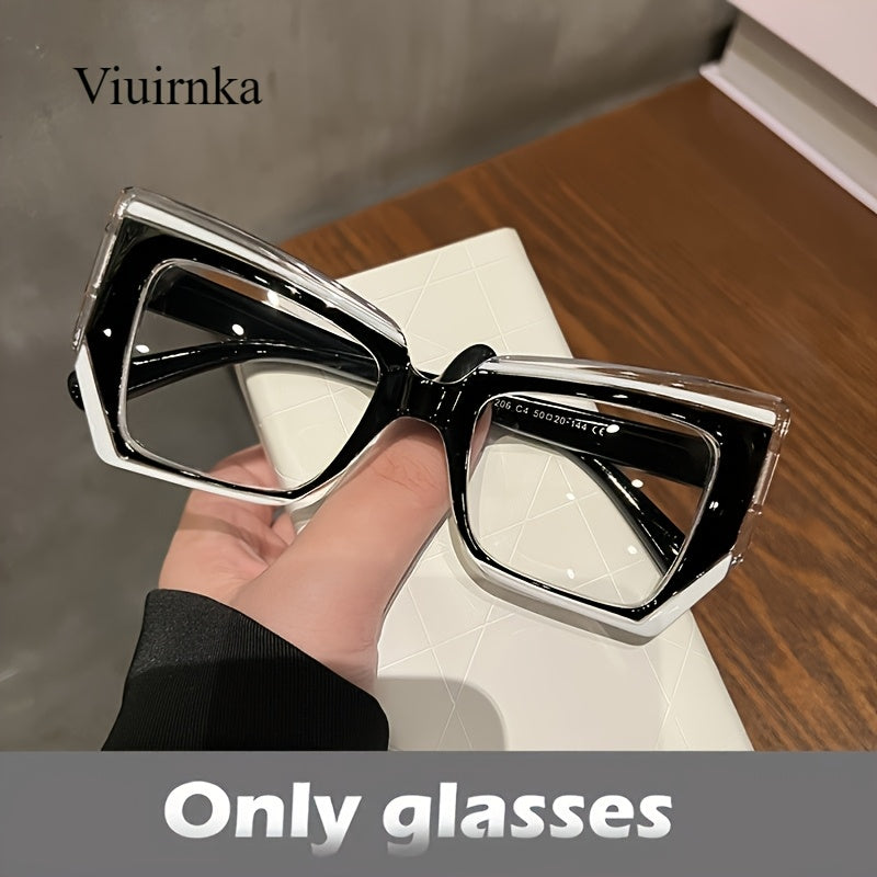 Blue Light Glasses - Blocking for Women Cat Eye Color Block Frame - Transparent PC Lens - product detail view 16