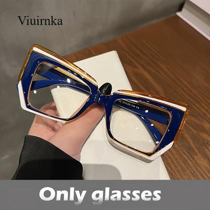 Blue Light Glasses - Blocking for Women Cat Eye Color Block Frame - Transparent PC Lens - product detail view 17