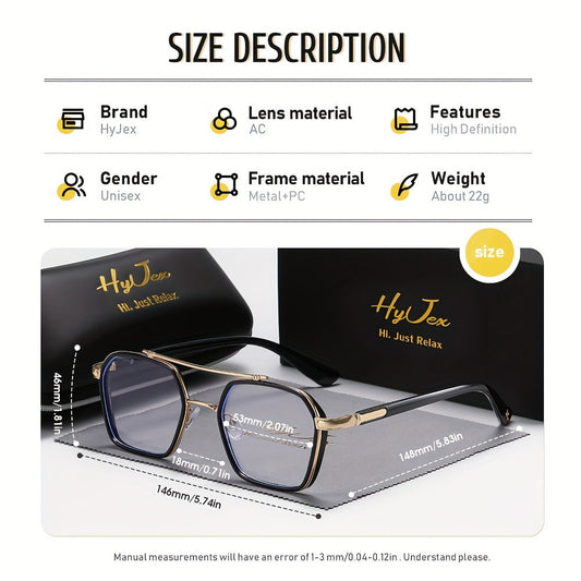 Blue Light Glasses - Blocking Double Beam Metal Frame Non-Prescription Plain Lenses Lightweight - product detail view 2