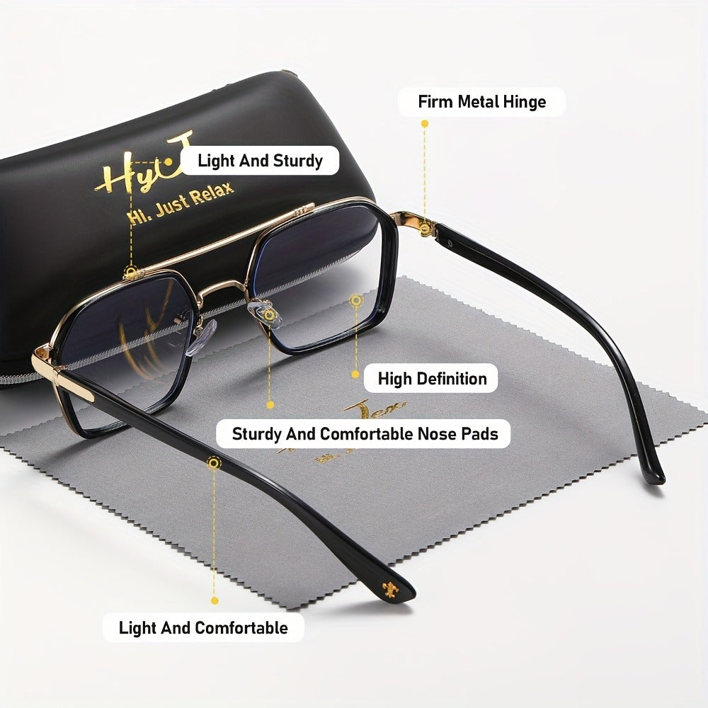 Blue Light Glasses - Blocking Double Beam Metal Frame Non-Prescription Plain Lenses Lightweight - product detail view 3