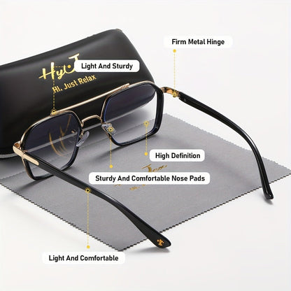 Blue Light Glasses - Blocking Double Beam Metal Frame Non-Prescription Plain Lenses Lightweight - product detail view 3
