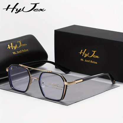 Blue Light Glasses - Blocking Double Beam Metal Frame Non-Prescription Plain Lenses Lightweight - product detail view 9