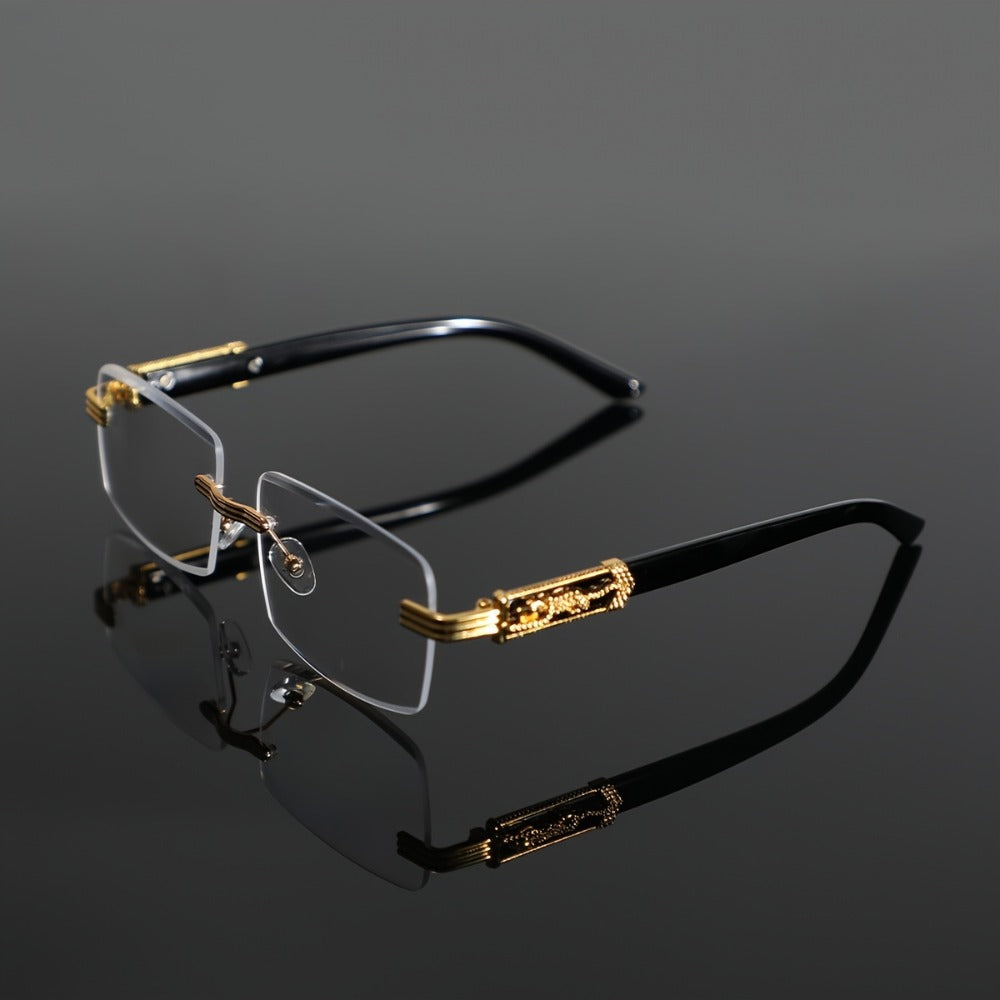 Blue Light Glasses - Blocking Men Metal Rimless Retro Frame, Anti-Eyestrain Flat Lens, Classic - main product view