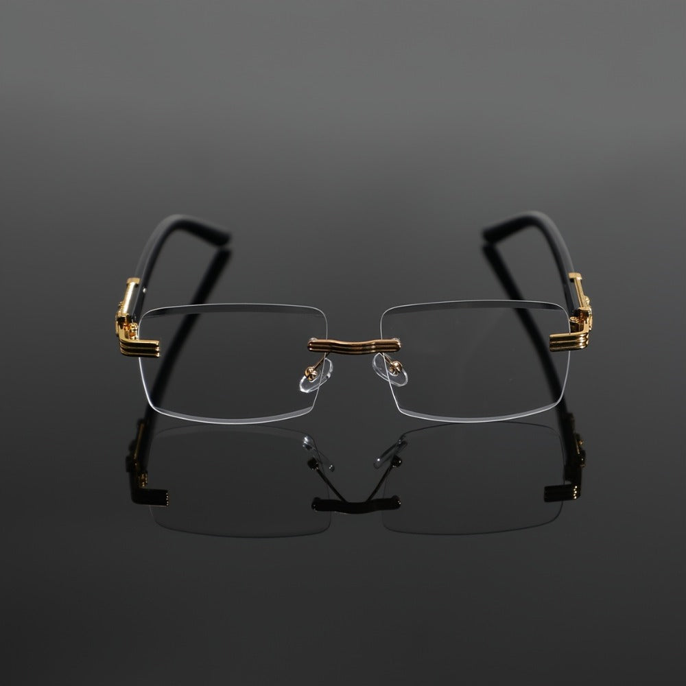 Blue Light Glasses - Blocking Men Metal Rimless Retro Frame, Anti-Eyestrain Flat Lens, Classic - product detail view 2