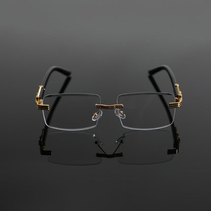 Blue Light Glasses - Blocking Men Metal Rimless Retro Frame, Anti-Eyestrain Flat Lens, Classic - product detail view 2