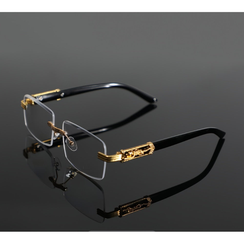 Blue Light Glasses - Blocking Men Metal Rimless Retro Frame, Anti-Eyestrain Flat Lens, Classic - product detail view 3