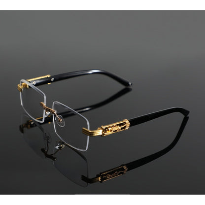 Blue Light Glasses - Blocking Men Metal Rimless Retro Frame, Anti-Eyestrain Flat Lens, Classic - product detail view 3