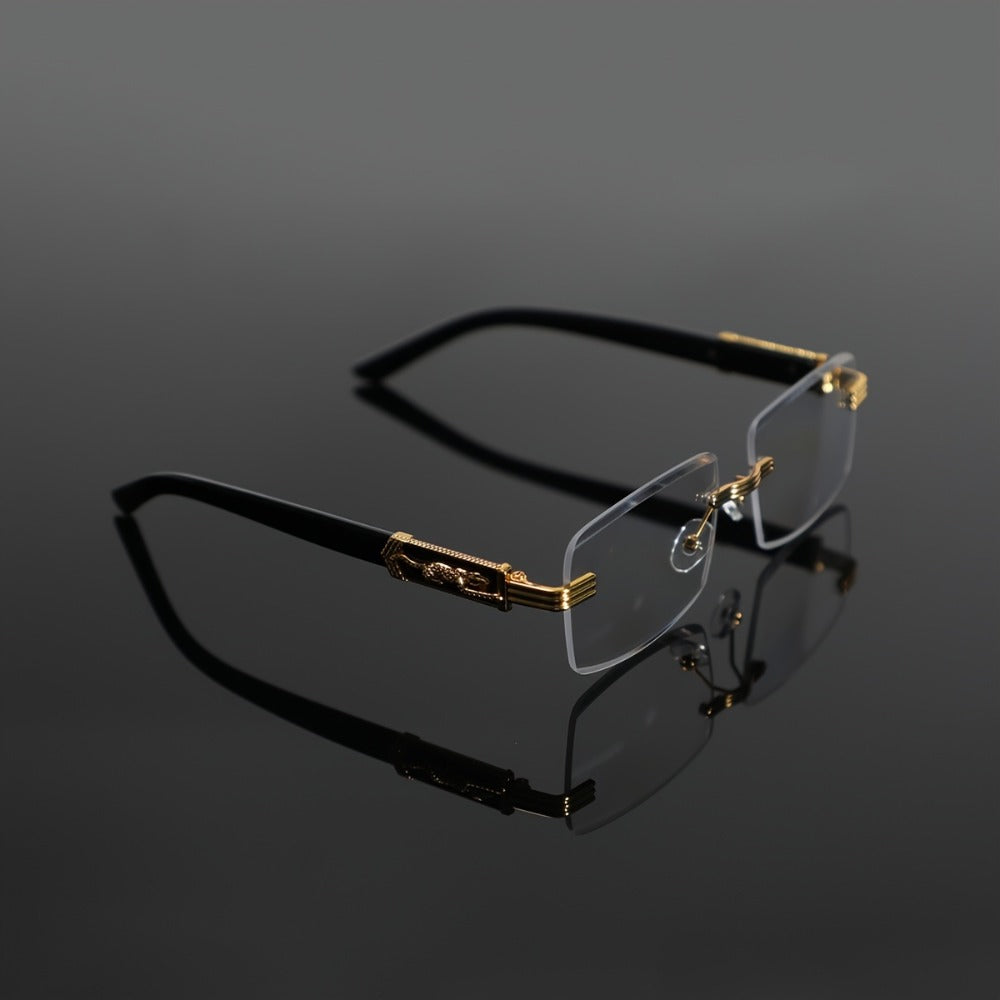 Blue Light Glasses - Blocking Men Metal Rimless Retro Frame, Anti-Eyestrain Flat Lens, Classic - product detail view 4