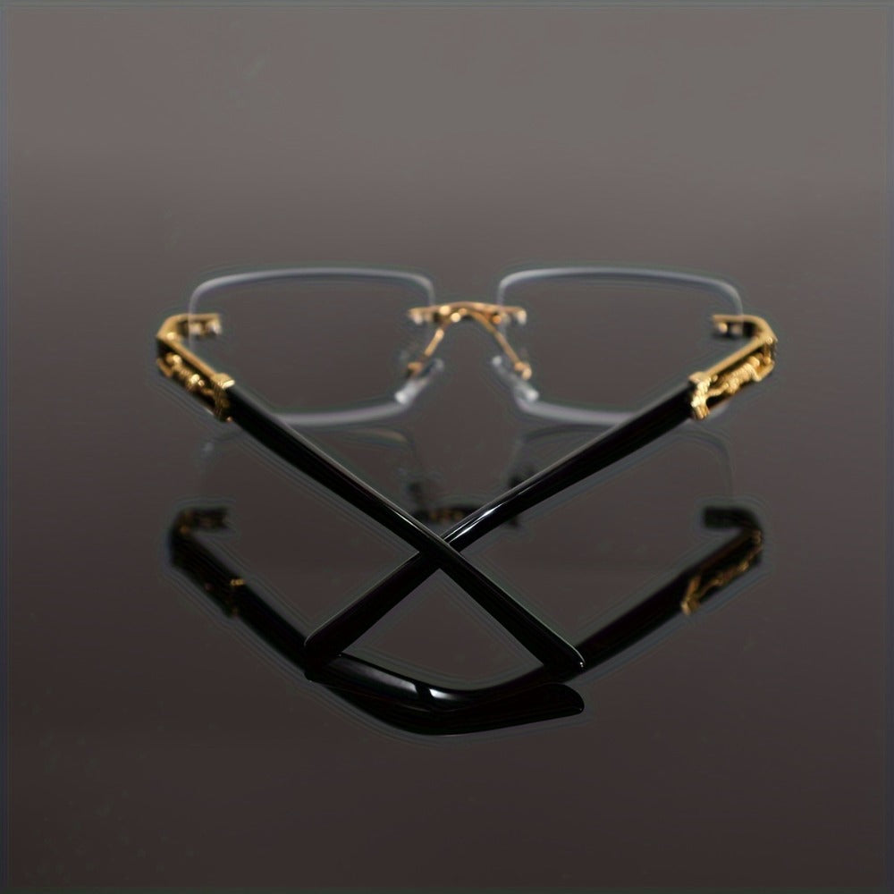 Blue Light Glasses - Blocking Men Metal Rimless Retro Frame, Anti-Eyestrain Flat Lens, Classic - product detail view 5