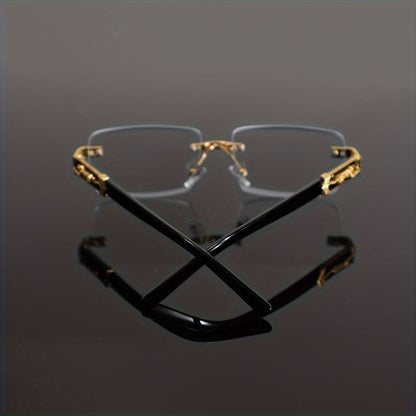 Blue Light Glasses - Blocking Men Metal Rimless Retro Frame, Anti-Eyestrain Flat Lens, Classic - product detail view 5