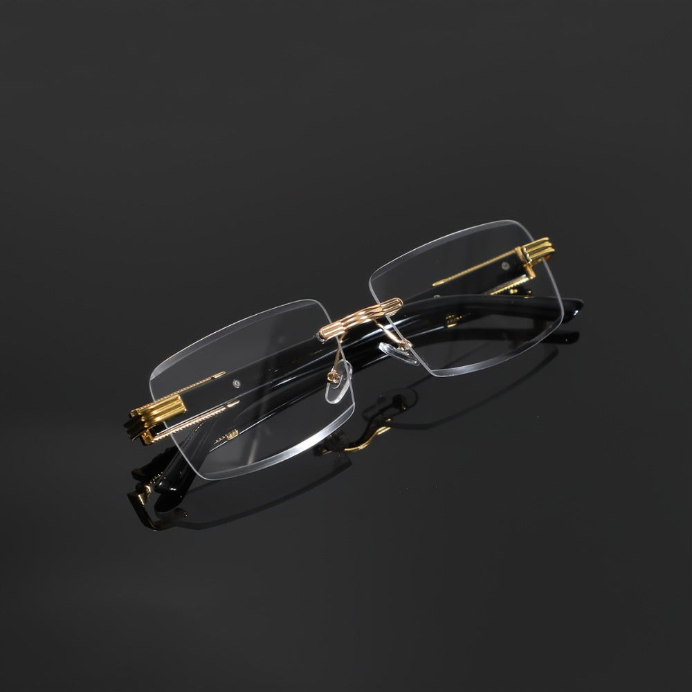 Blue Light Glasses - Blocking Men Metal Rimless Retro Frame, Anti-Eyestrain Flat Lens, Classic - product detail view 6