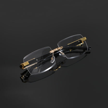 Blue Light Glasses - Blocking Men Metal Rimless Retro Frame, Anti-Eyestrain Flat Lens, Classic - product detail view 6