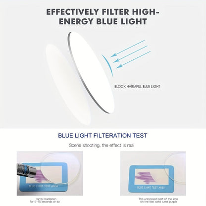 Blue Light Glasses - Blocking Men Metal Rimless Retro Frame, Anti-Eyestrain Flat Lens, Classic - product detail view 7