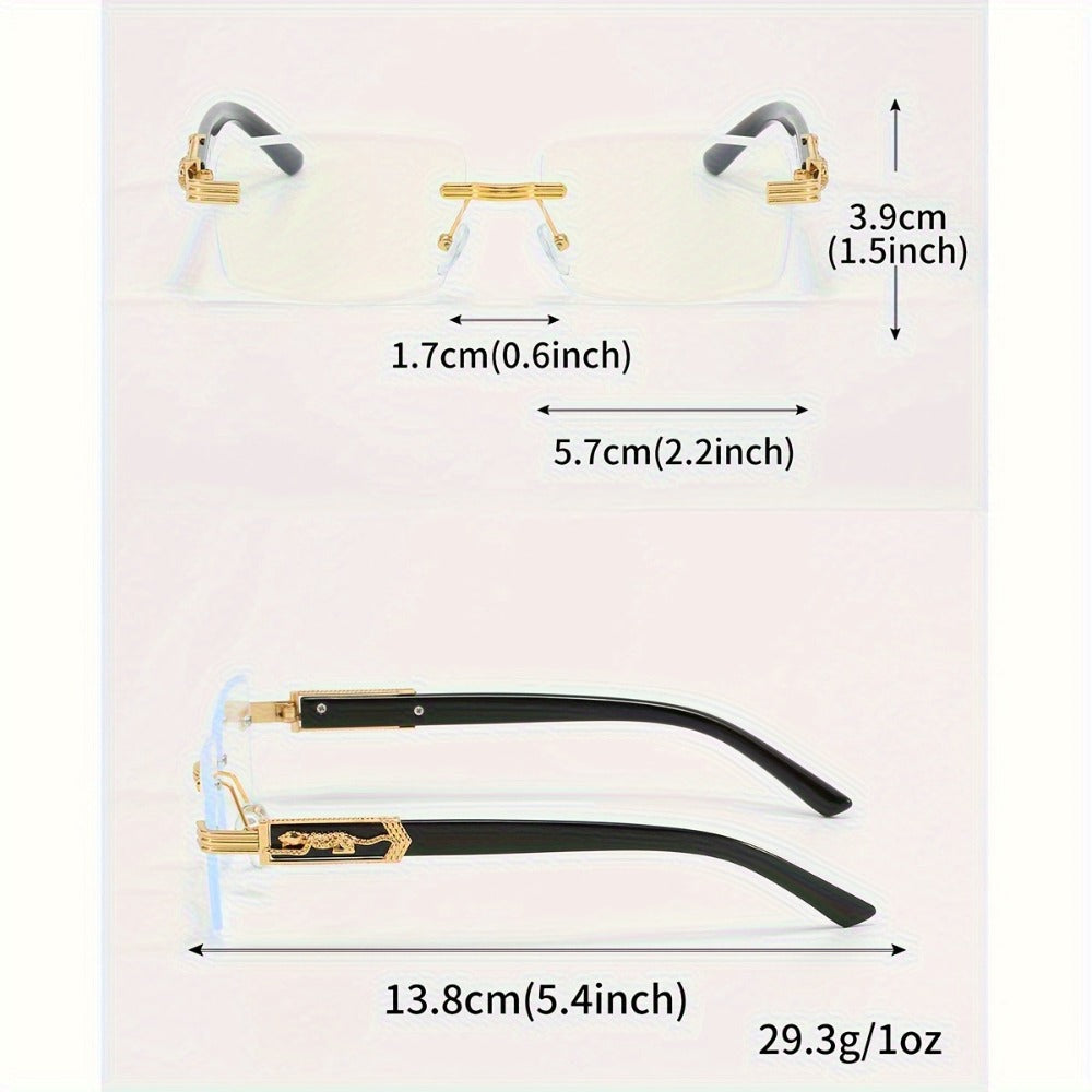 Blue Light Glasses - Blocking Men Metal Rimless Retro Frame, Anti-Eyestrain Flat Lens, Classic - product detail view 8