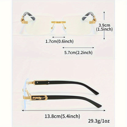 Blue Light Glasses - Blocking Men Metal Rimless Retro Frame, Anti-Eyestrain Flat Lens, Classic - product detail view 8